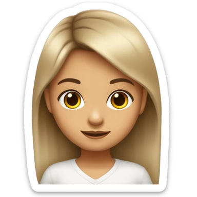 niña morena con el pelo castaño media melena liso alegre y ojos pequeños sticker