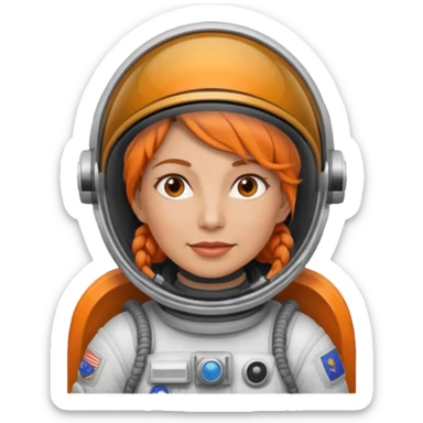 Astronauts, Middle-age, female, orange braided hair sticker