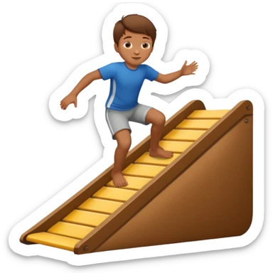 jongen die aan het buikglijden is met bruin haar van een schans sticker