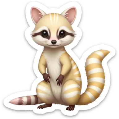 White albino neon pastel Genet-Numbat-Cacomistl-Tamarin-Tanuki-fusion-hybrid (full body) sticker