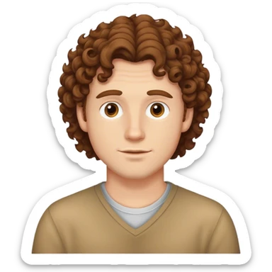 White guy with medium brown curly hair sticker