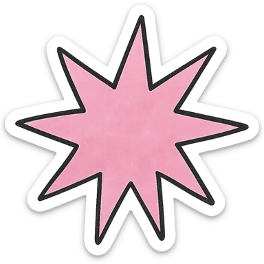 hand drawn outlined icon of a pink starburst, no fill, transparent background, thick lines sticker