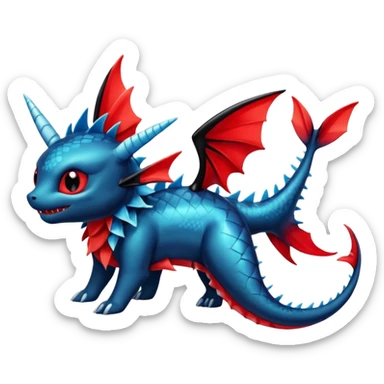 Shiny Red And Black Colorful Stitch-Vaporeon-Toothless-Fakémon-hybrid-creature (full body)  sticker