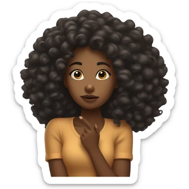 Black girl with curly hair blowing a kiss  sticker
