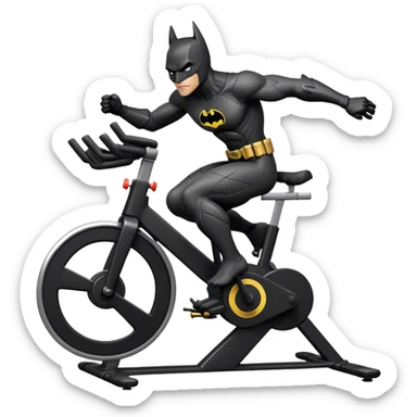 black Batman suit on a spinning bike sticker