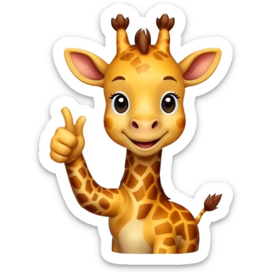Cartoon dwarf giraffe with a smile, giving a thumbs-up sticker
