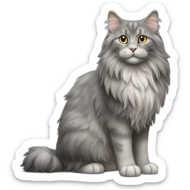 grey norwegian forest cat sticker