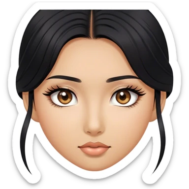 a black hair, tan skin, asian girl, vvery attractive eyes with long lashes， sticker
