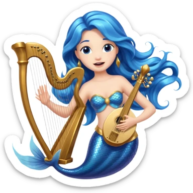 Singing Mermaid – Holding harp sticker