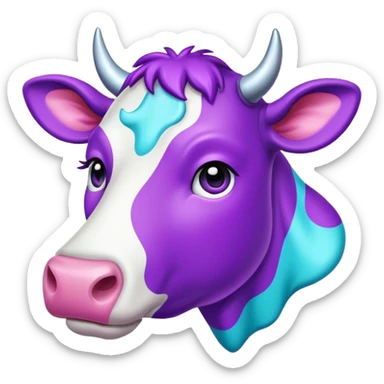 glitter purple and cian vaca sticker