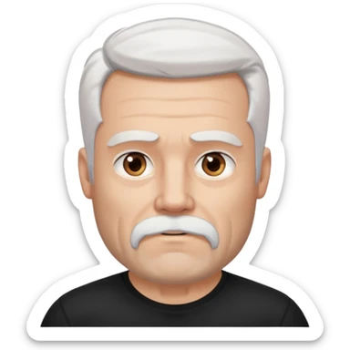 White haired muscled adult man with a black t-shirt. He has white beard with a long goatee. Dark brown eyes and some wrinkles. Attractive, Wolverine vibes. sticker