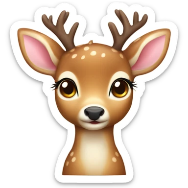A cute baby deer with a heart sticker