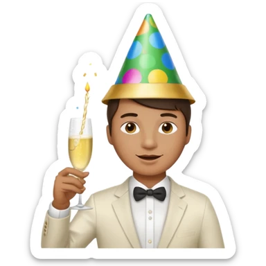 una festa di compleanno con una camicia bianca sticker