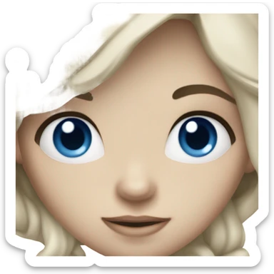 Black long wavy hair pretty white skin navy blue tank top girl blue eyes  sticker