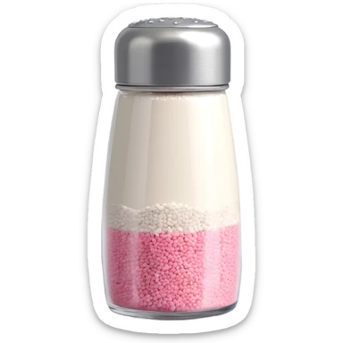 Add salt shaker holes to the top of the salt shaker. Keep everything else exactly the same, iOS emoji style, 3D, shiny, smooth gradients, soft shadows, realistic salt shaker shape, metallic lid, no face. Add a soft shadow under the shaker. sticker