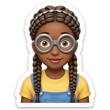 Minion emoji and a smurk like this emoji but a minion so basically that emoji with the goggles and the hair and not a funny head shape 😏  black girl with braids black girl / dark. Skinned girl sticker