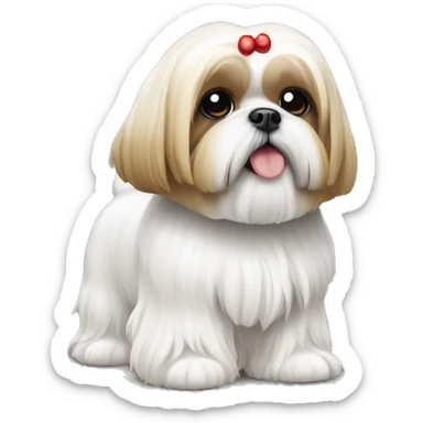 Christmas gold and white Shih Tzu  sticker