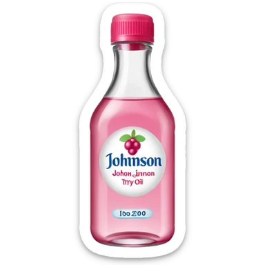 realistic Johnson and Johnson style bottle pink cap pink logo clear bottle with berry party logo with diddy oil and a berry on top bottle sticker