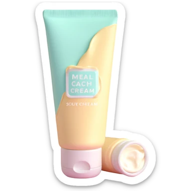 empty crumpled hand cream tube, pastel colors, very squished and wrinkled, cap on sticker