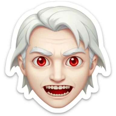  young vampire with red eyes and white hair sticker