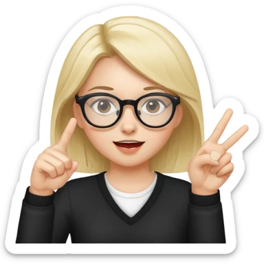 Una niña sacando el dedo del medio una niña con lentes muy cool  sticker