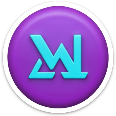 futuristic minimalistic emoji icon, letters "N" formed by three glowing digital lines representing Storm, Atom and NoizeGames, neon purple (#8B5CF6) and cyan (#00E0FF) on dark background, modern tech style, 1:1 aspect ratio sticker