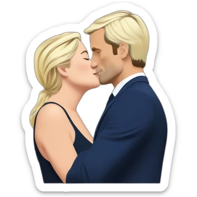 Marine le Pen kiss Emmanuel Macron sticker