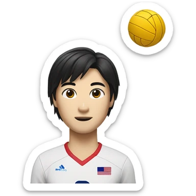 "A volleyball player with black bobbed hair wearing a South Korean uniform with the number 10, who is Asian." sticker