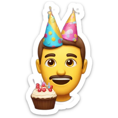 party face with popper and cake sticker