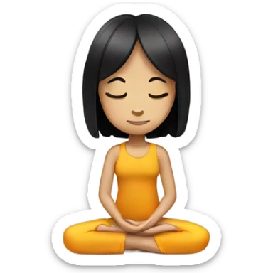 young white girl with black hair meditating sticker