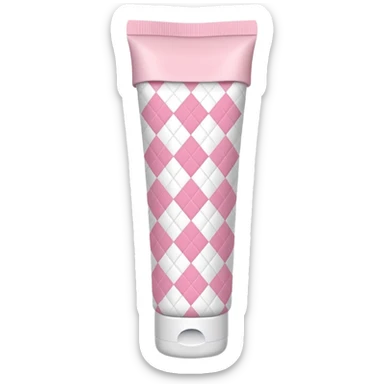 Light pink and white argyle quilt printed lotion tube with pink cap sticker