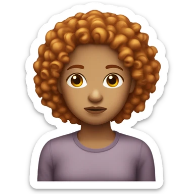 curly hair ginger lightskin girl frowning sticker