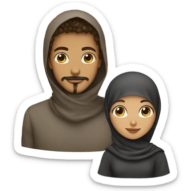 brown teen with curly hair and goatee and moustache with a hijabi girl sticker