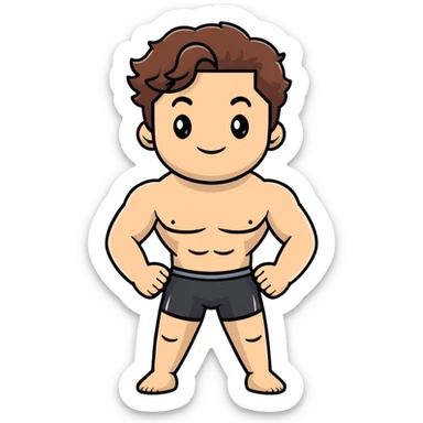 shirtless male athlete with white skin and wavy brown hair sticker