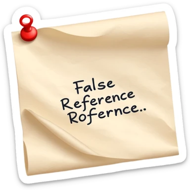 a hand writing 'false reference on a piece of pape sticker