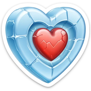 a heart chiseled from a block of ice sticker