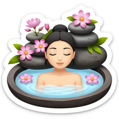 relaxing spa with hot stones and flowers sticker