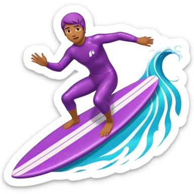 glitter surfer purple surf in wave ocean cian sticker