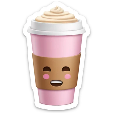 pink to go coffee cup with latte inside sticker