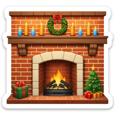 Classic Christmas Fireplace sticker