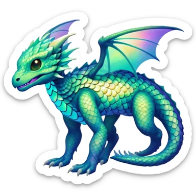 Scaley Opalescent Luminescent Fakémon-creature-fusion (full body) sticker