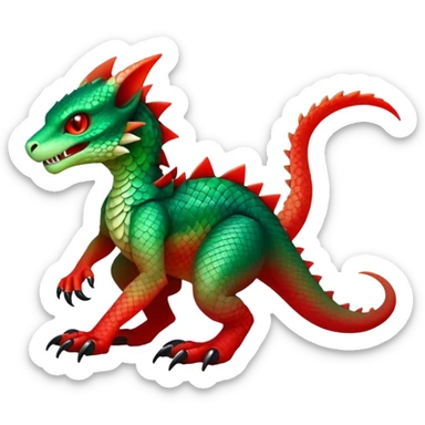 Cool Edgy Green-Red-gradient badass Fionbri-Vernid-Trico-animal-creature full bodyd sticker