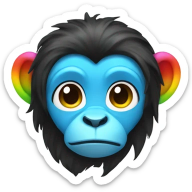 rainbow monkey with black hair sticker