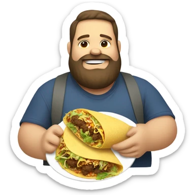 Fat Man with beard eating a taco sticker