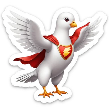 white pigeon wearing Flash superhero suit sticker