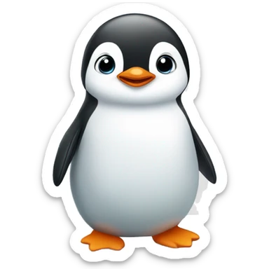 Create a cute Cartoon looking Baby Penguin standing on an iceberg sticker