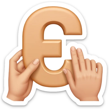 A hand making the letter c sticker