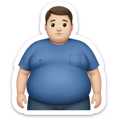 obese 20 year old brunette white male with large belly showing sticker