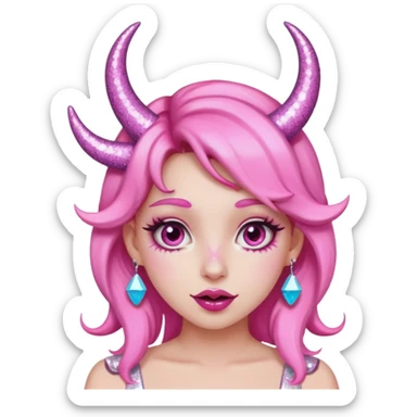 glitter pink girl naughty selfie glitter pink horns sticker