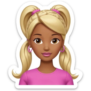Brown skin blonde hair Barbie with hair in ponytail  sticker
